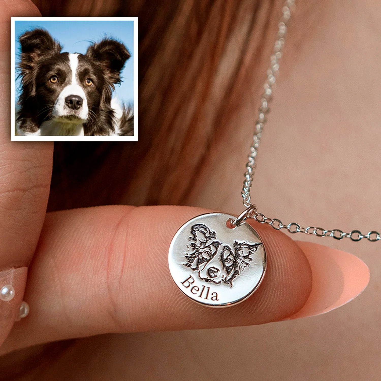 3D Custom Pet Portrait Necklace in Gold | Personalized Dog Face Engraved Jewelry | Unique Pet Lover Gift
